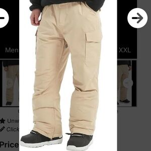 Men's Tan insulated snowboard pants, vented, XXL